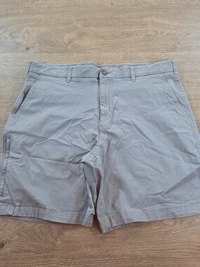 Croft & Barrow Mens Shorts 38 Gray Cotton Tencel Blend Zipper Tech Pocket Casual